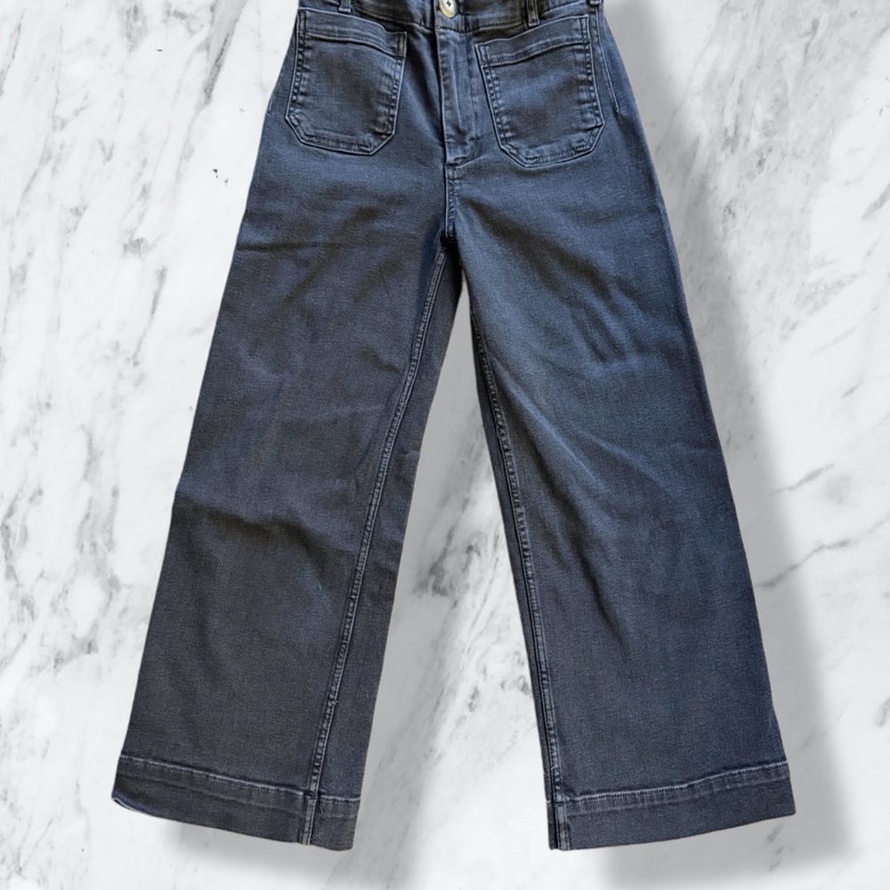 Maeve Colette Cropped Wide Leg Jeans Anthropologie Black Wash Denim High Rise